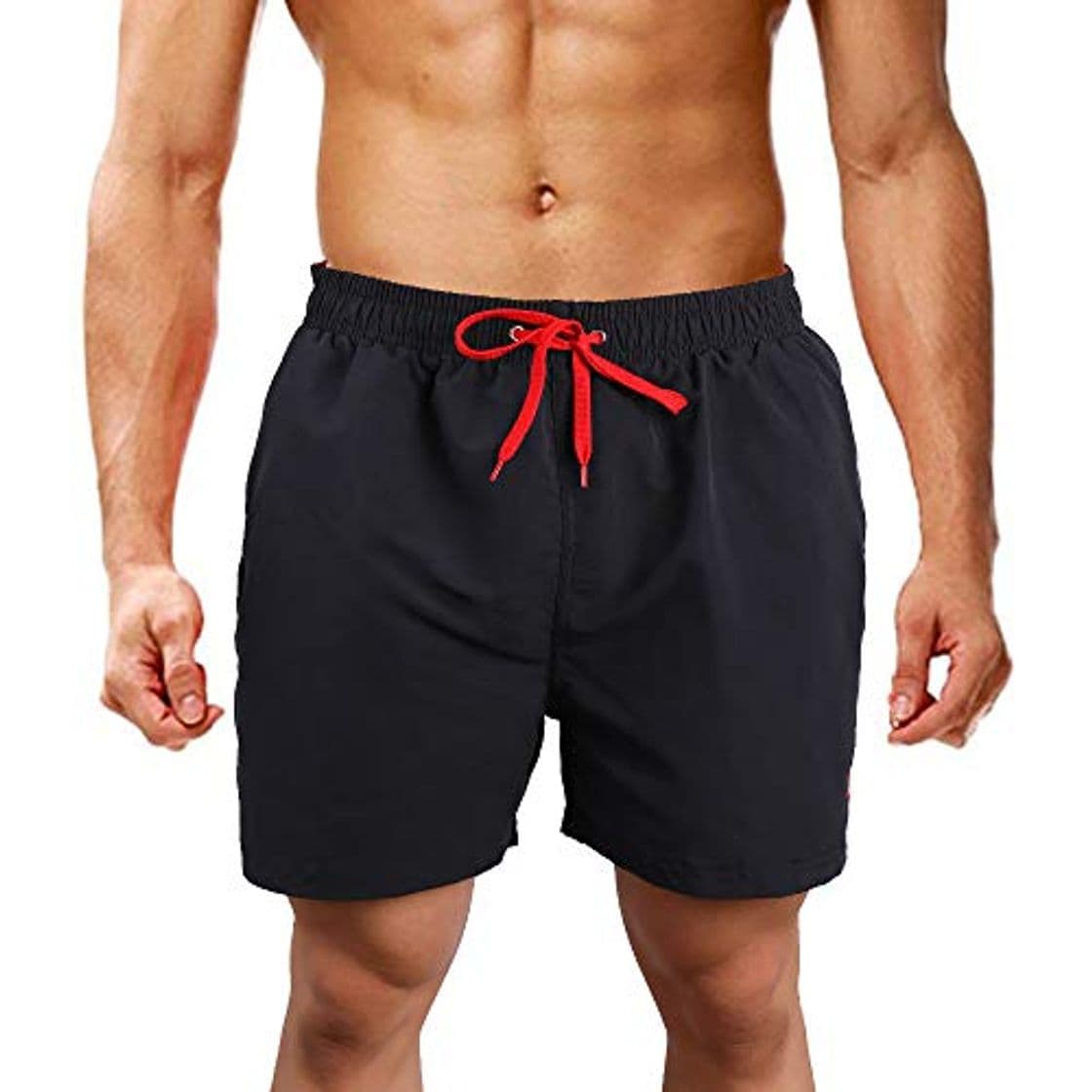 Product LK LEKUNI Bañador Hombre Pantalones de Playa con Forro con Cordón Traje de Baño Pantalón Ceñido_Negro_L