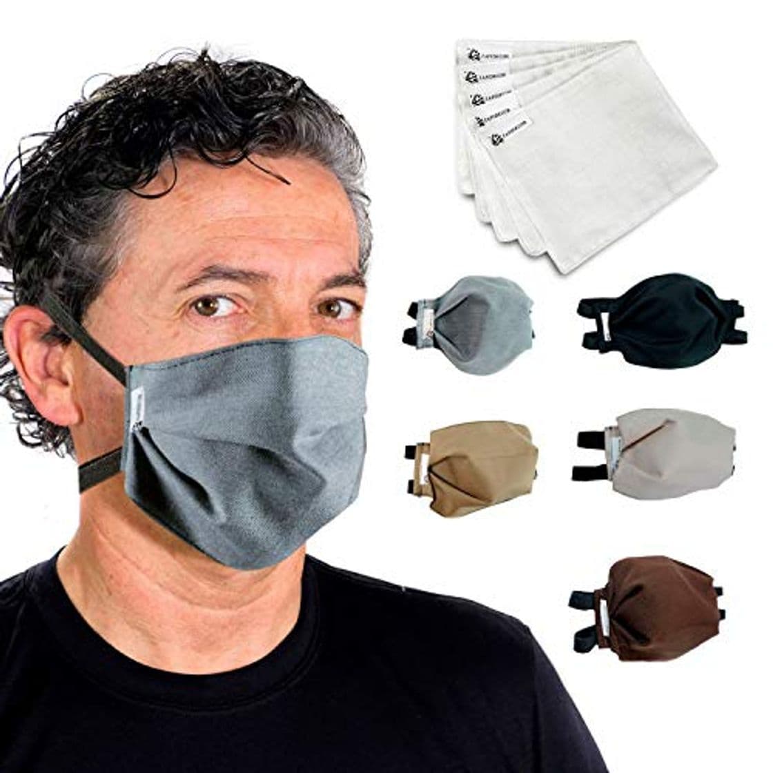 Product BASIC MEN PACK 5 UDS MASCARILLAS DE TELA LAVABLE REUTILIZABLE 2 CAPAS