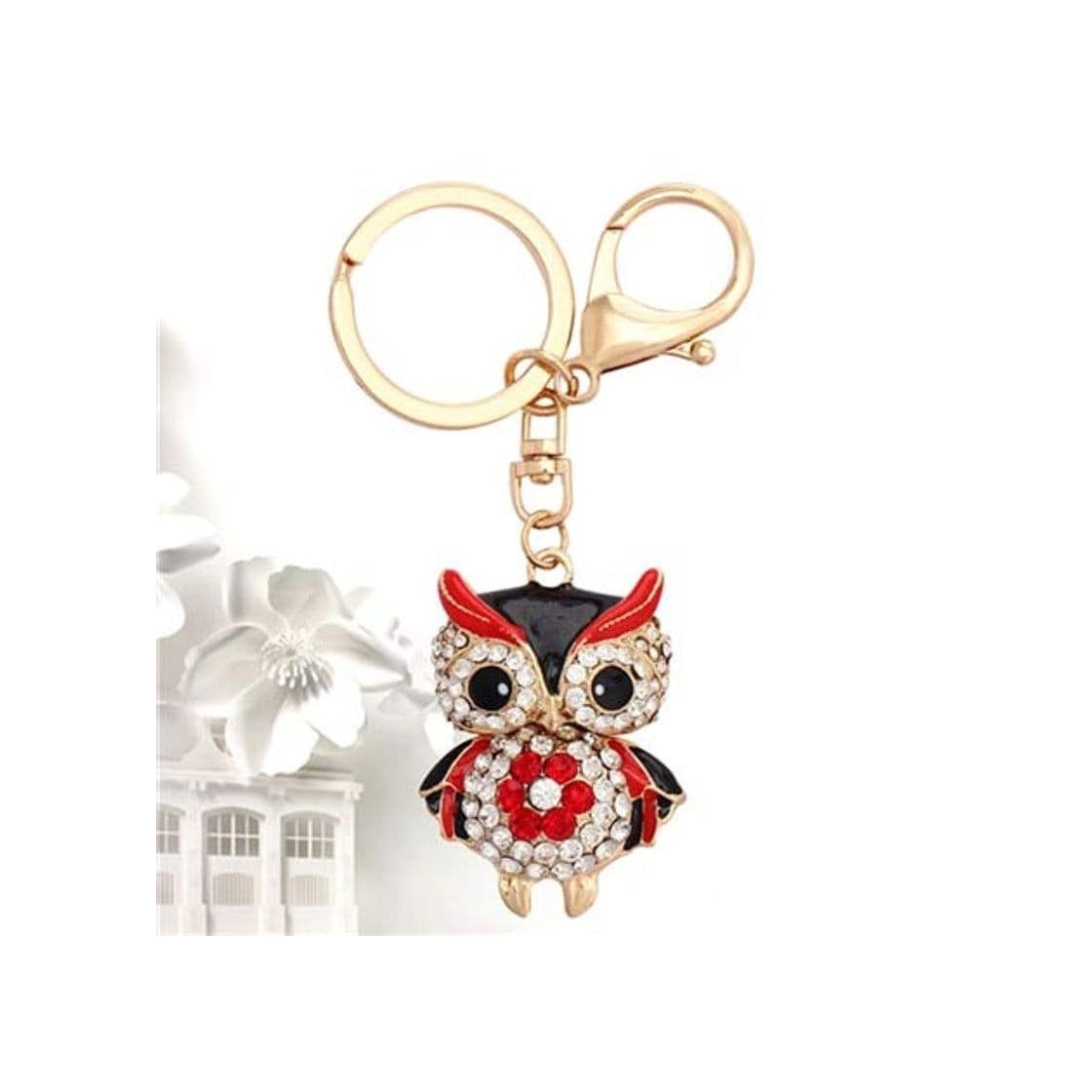 Fashion WFRTY Cute Owl Crystal Key Chains Anillos Titular para Mujer Rhinestone Monedero Bolsa Hebilla Colgante para llaveros de Coche Chapado en Oro Llaveros   Ft061A