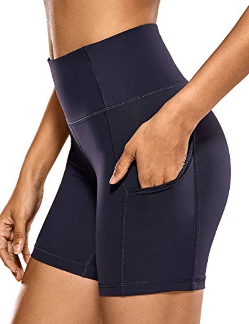 Fashion CRZ YOGA Mujer Pantalones Cortos Deportivos de Cintura Alta