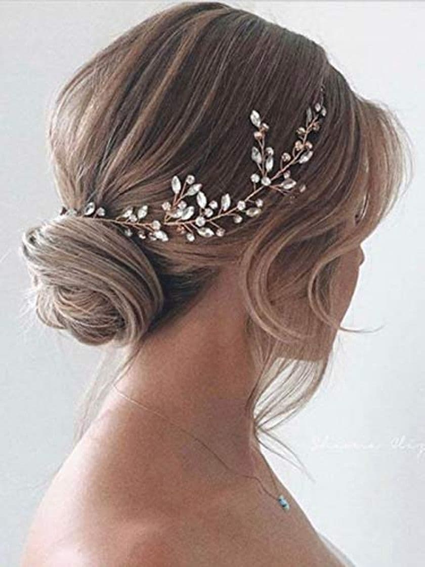 Fashion Simsly - Diadema de novia de cristal para el pelo de boda