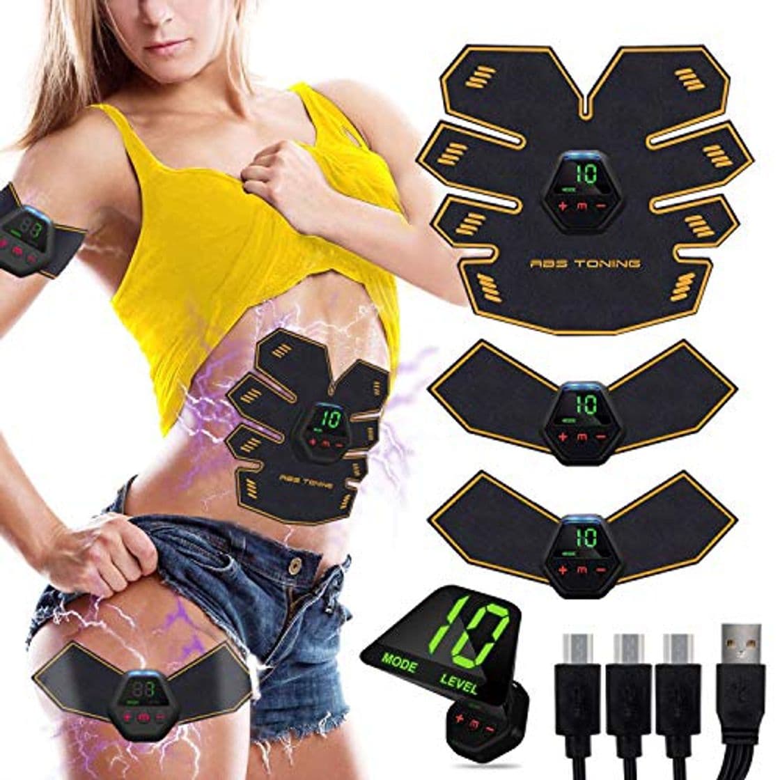 Product MATEHOM Electroestimulador Muscular Abdominales, USB Recargable EMS Estimulador Muscular Abdominales, para Abdomen