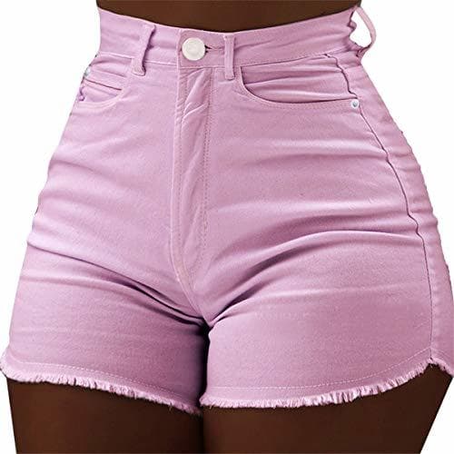 Product Vaqueros Cortos Mujer Push Up Flecos Pantalon Corto Baile Cintura Alta Verano