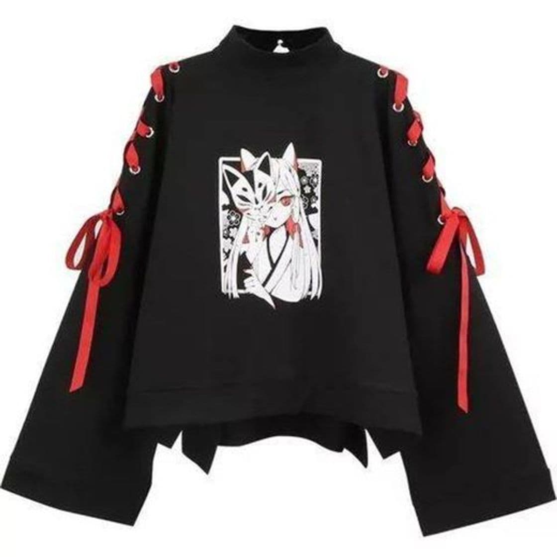 Moda sudadera de anime con cintas cruzadas