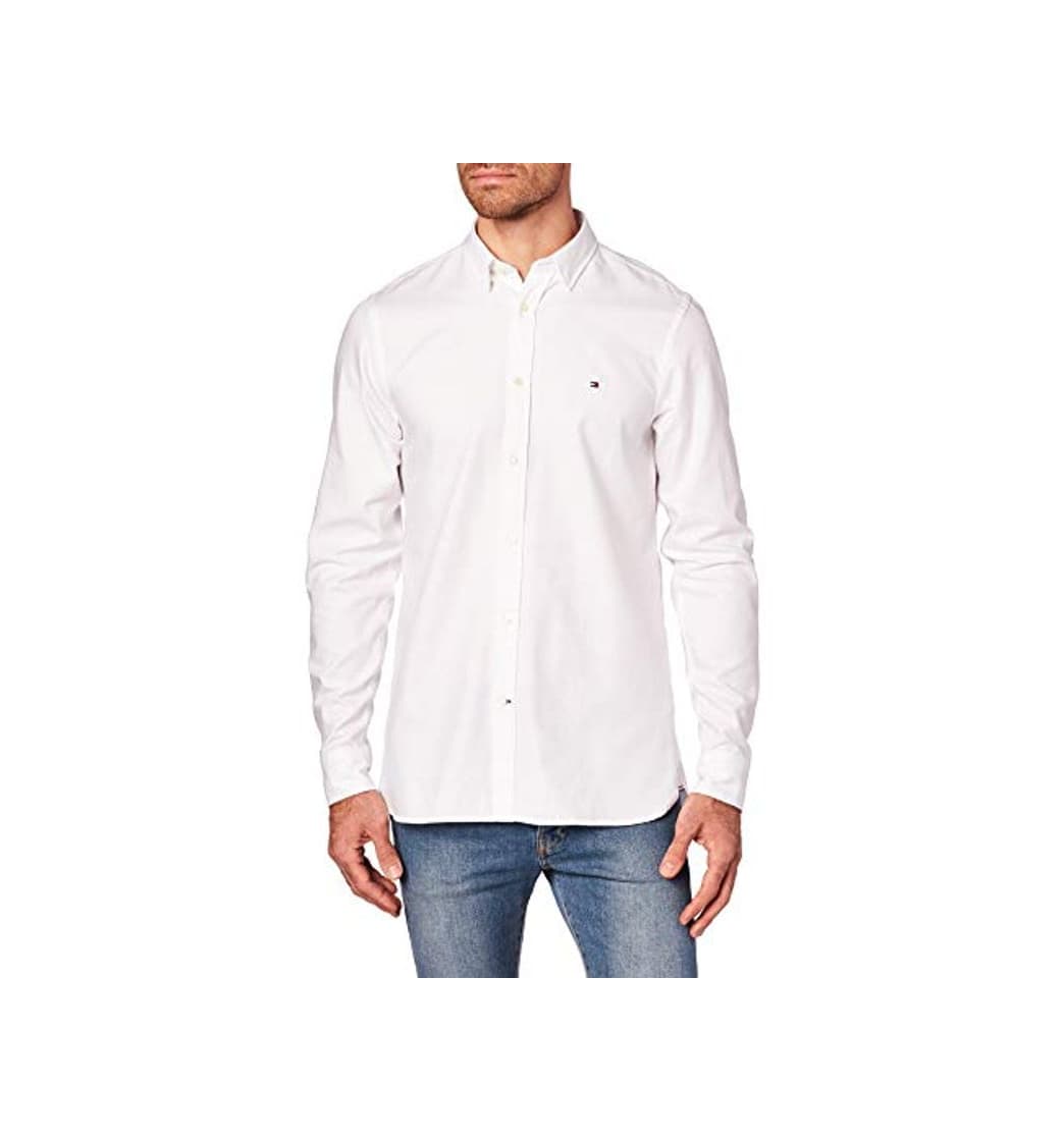 Moda Tommy Hilfiger Hombres Camisa Oxford de Ajuste Delgado elástico M Bright White