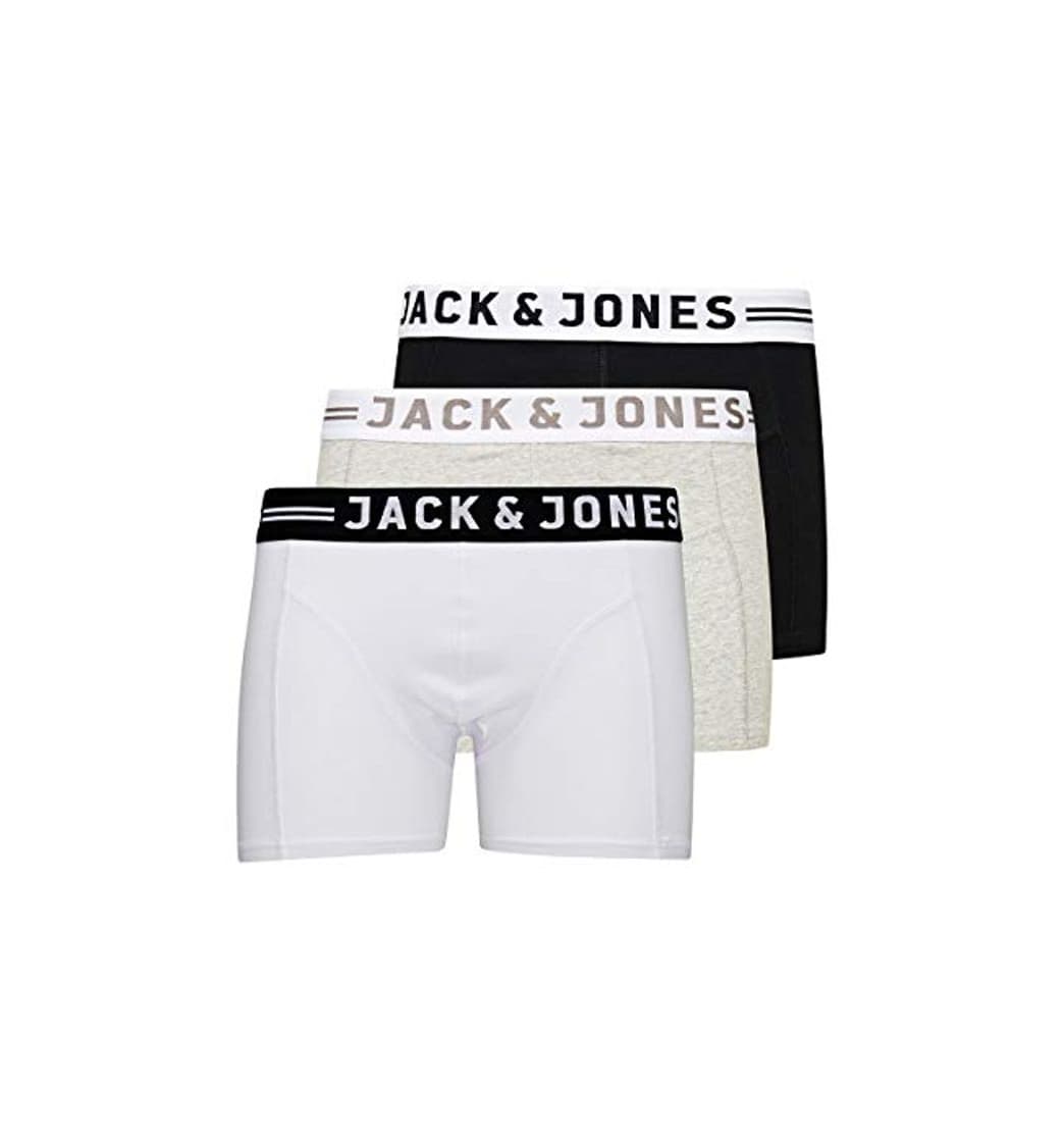 Moda JACK & JONES Sense Trunks 3-Pack Bóxer, Light Grey Melange, Large