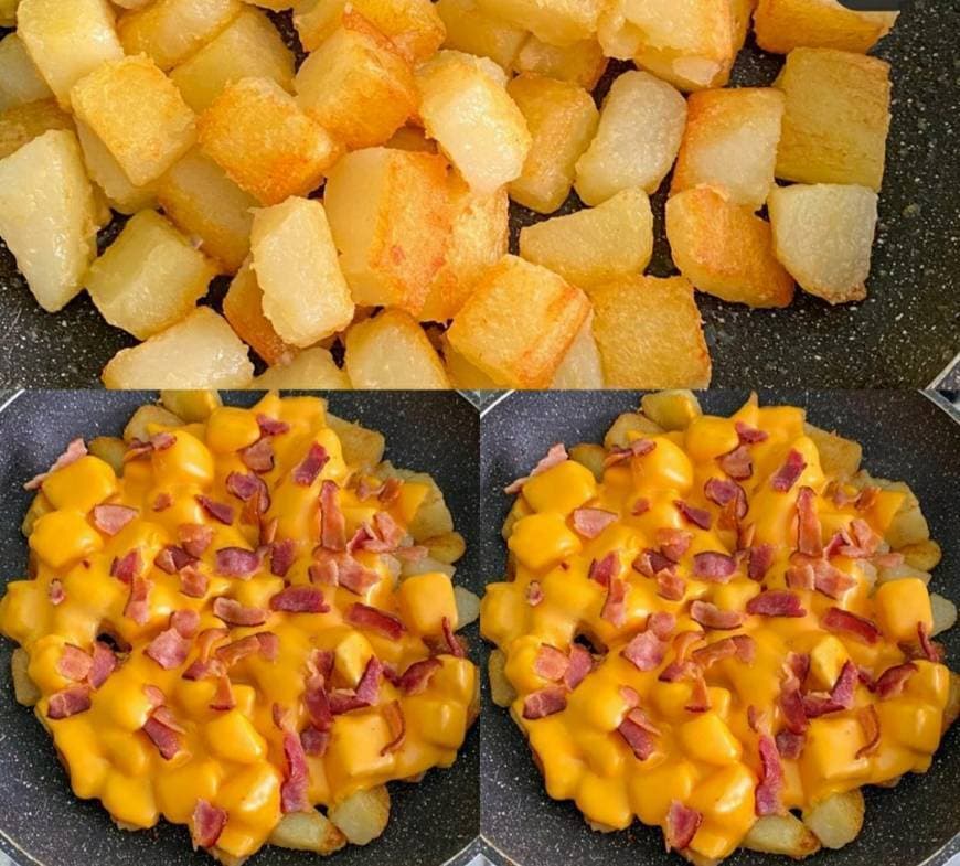 Moda Batata salteada com queijo e bacon