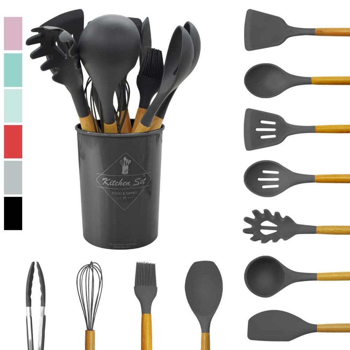 Home Set utensilios de cocina silicona de colores con Espátula