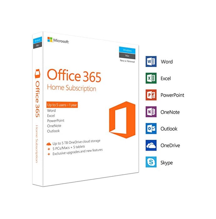 Product Microsoft Office 365 Home 5 PC/Mac