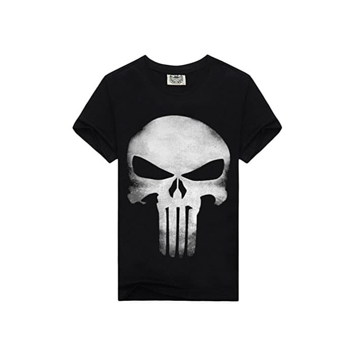 Fashion Kairuun Hombre Camisetas Divertidas Calavera Hip-Hop T-Shirts Verano Punk Cráneo Manga Corta