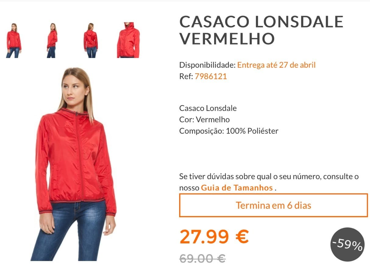 Producto CASACO LONSDALE VERMELHO