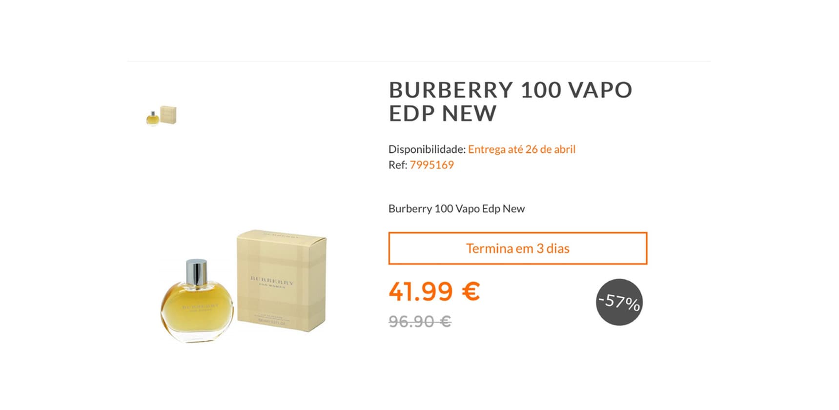 Producto 
 Burberry 100 Vapo Edp New
