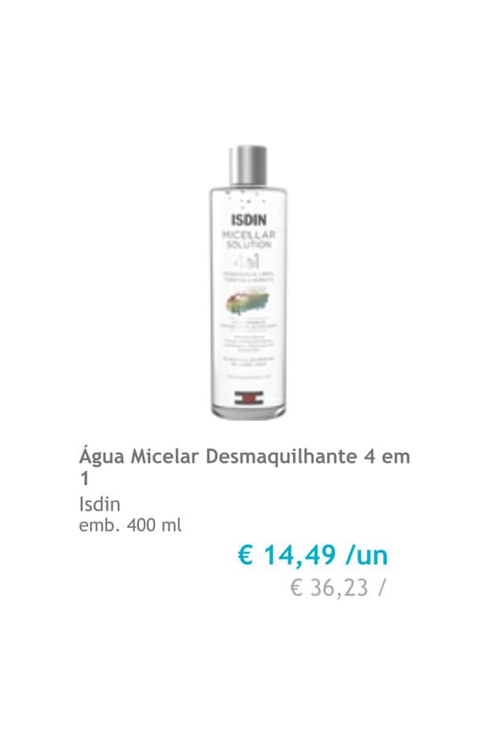 Producto ISDIN Água Micelar Desmaquilhante 4 em 1