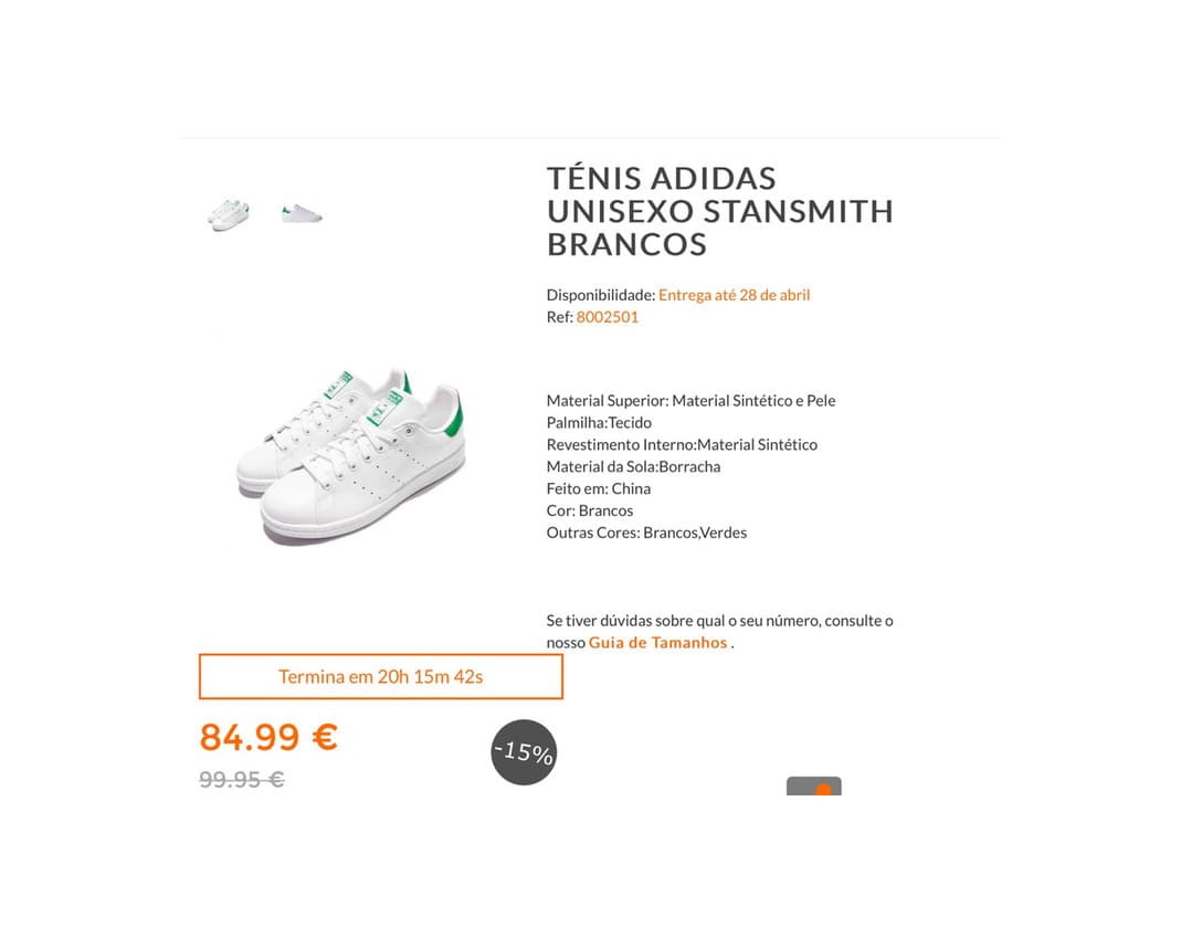 Producto TÉNIS ADIDAS UNISEXO STANSMITH BRANCOS