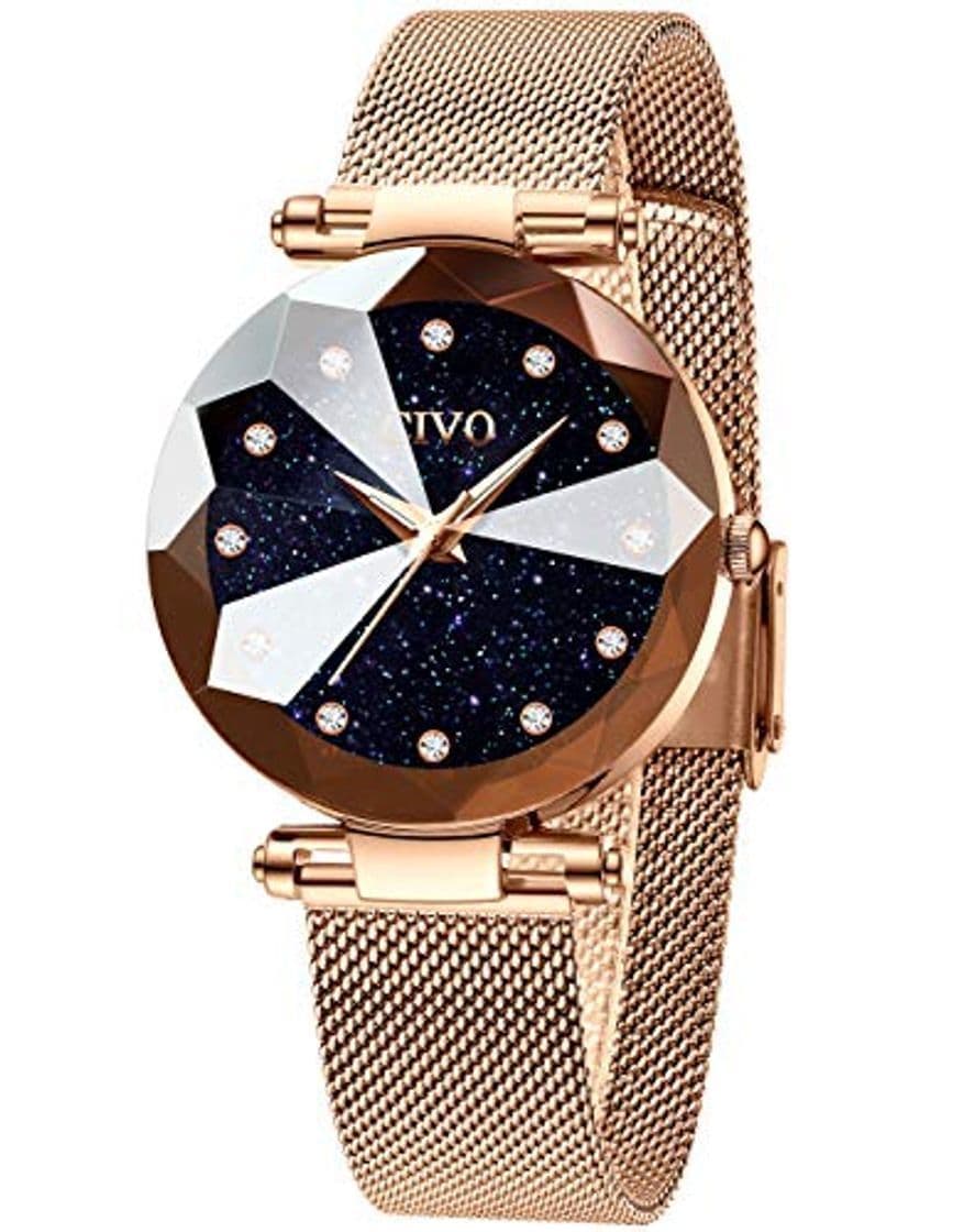 Product CIVO Relojes para Mujer Reloj Damas de Malla Impermeable Minimalista Oro Rosa