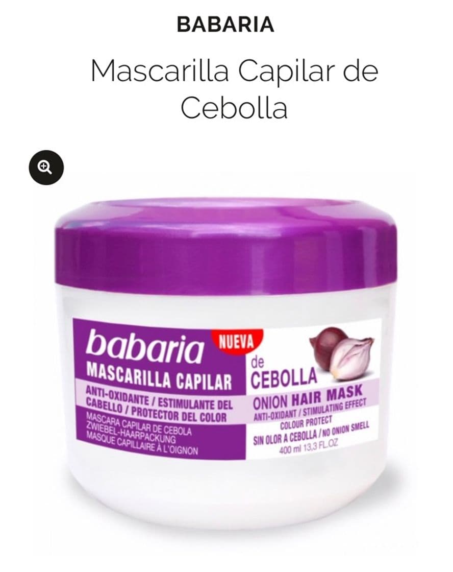 Moda Mascarilla capilar de cebolla BABARIA 