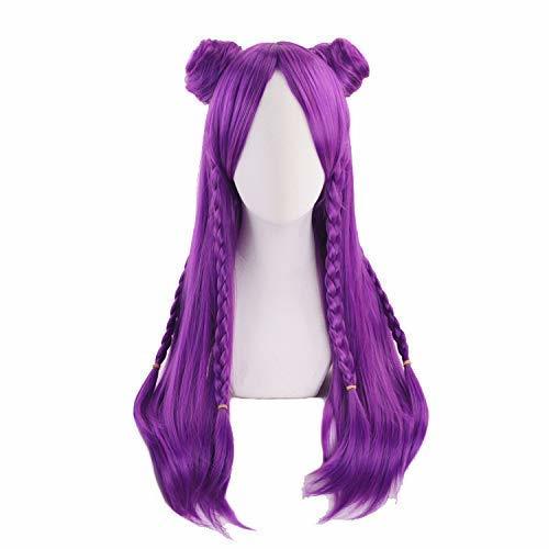 Producto LZT LOL K/DA Kaisa Cosplay Pelucas 80cm Largo P¡§?rpura KDA Peluca cosplay