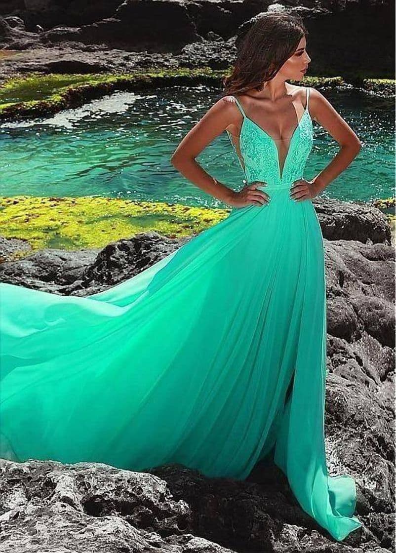 Moda Vestido verde água