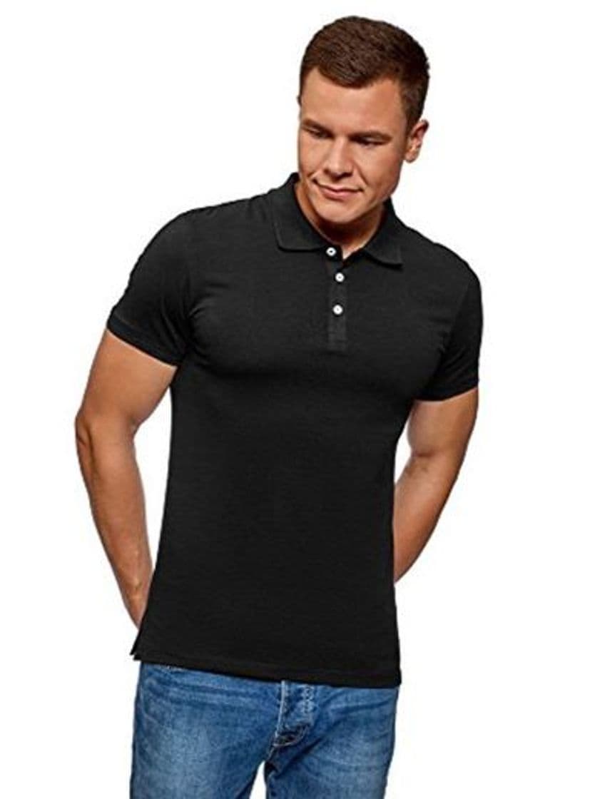 Producto oodji Ultra Hombre Polo Básico de Algodón, Negro, ES 52-54