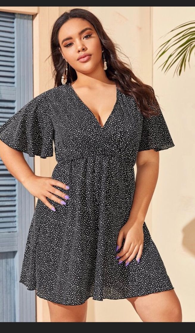 Moda Plus Dalmatian Print Surplice Dress | SHEIN