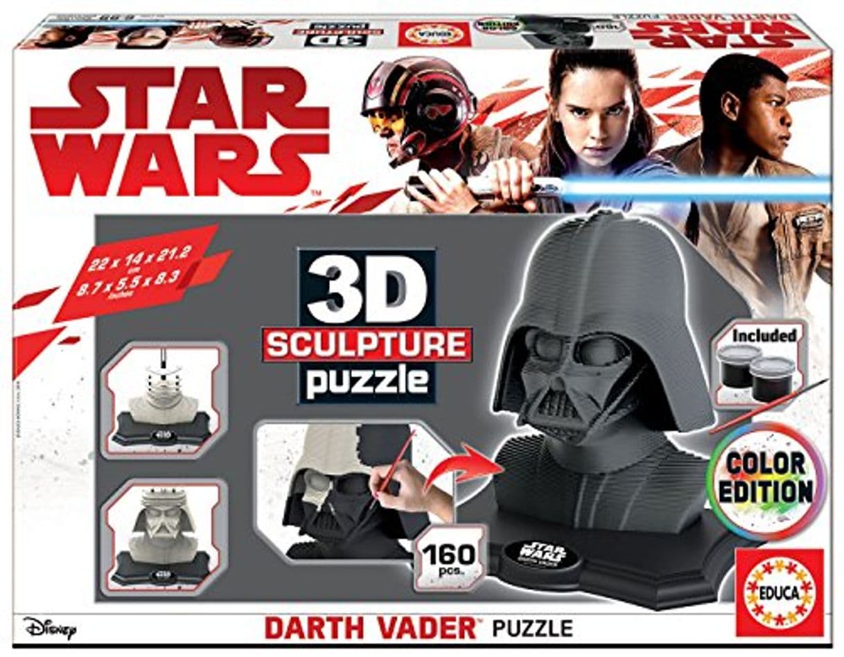 Product Educa - 3D Sculpture Puzzle Star Wars Darth Vader, Montar y pintar,