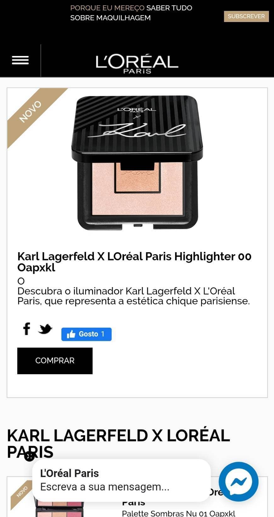 Fashion Iluminador Karl lagetfeld edição limitada L'oreal 