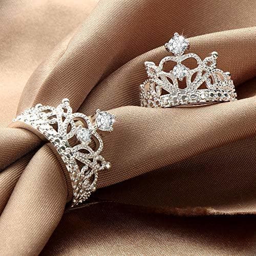 Producto XXXIAGD Anillos Princess Crown Rings para Mujeres AAA Cubic Zirconia Micro Pave