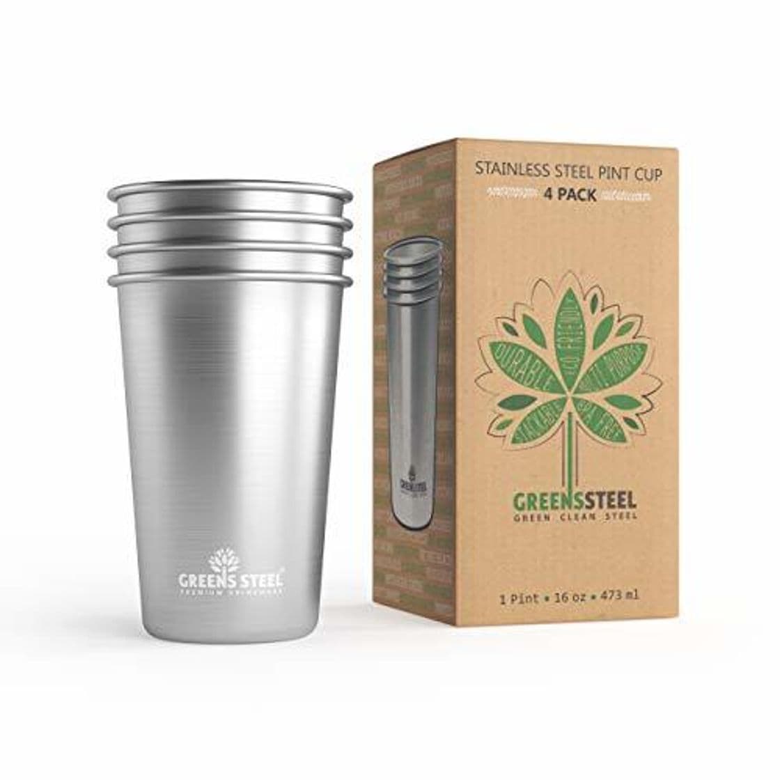 Producto Greens Steel Taza de Acero Inoxidable de 16 oz/473ml