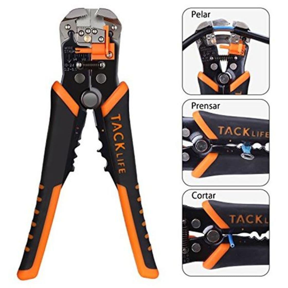 Producto Pelacables, Tacklife MWS02 Alicate pelacables automático, Longitud 210mm, Rango de Pelar 10-24