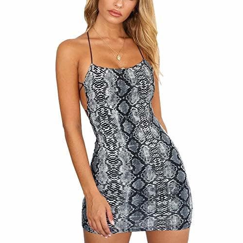 Product Vestido Corto Mujer Verano Sexy Vestido Ceñido Piel de Serpiente Vestido Mini