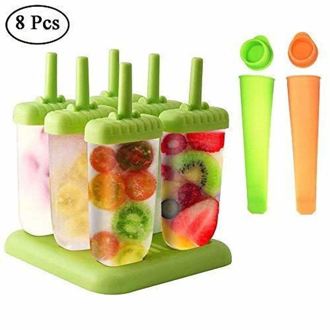 Elemento de la categoría hogar Queta Molde de helado Moldes de Polos Reutilizable Moldes Silicona Naranja Verde（8pcs）