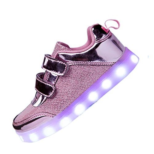 Fashion DoGeek Zapatos Led Ni?as Deortivos para 7 Color USB Carga LED Luz