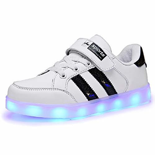 Fashion Axcer LED Zapatos Verano Ligero Transpirable Bajo 7 Colores USB Carga Luminosas