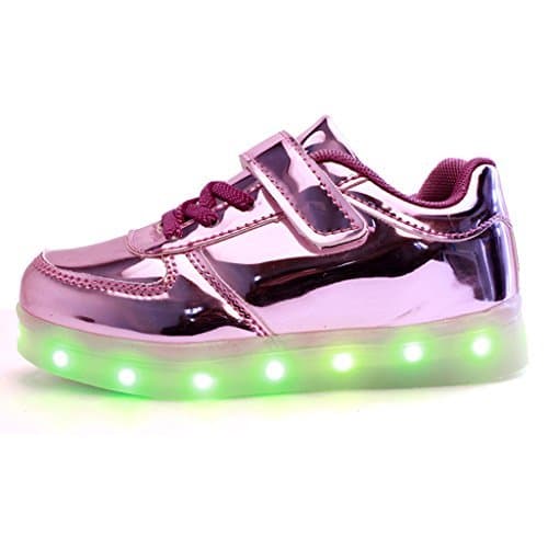 Place DoGeek Zapatos Led Niños Niñas Negras Blanco 7 Color USB Carga LED