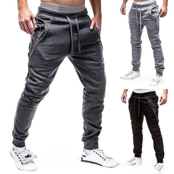 Fashion Men Zipper Sport Cotton Pants