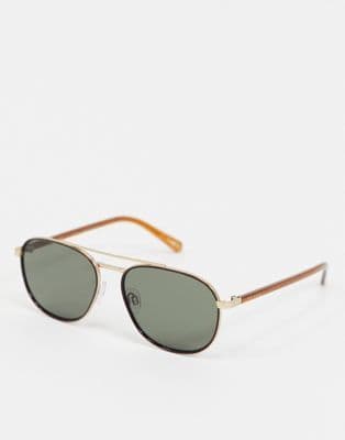 Fashion Ted Baker - Lunettes de soleil aviateur - Doré | ASOS