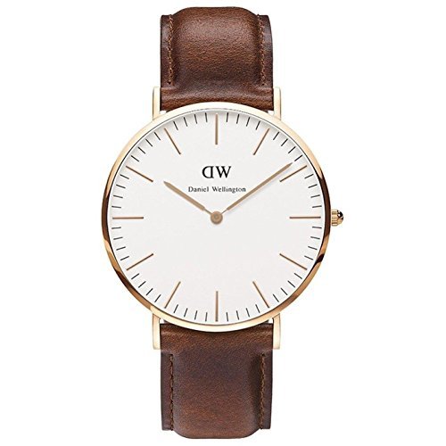 Fashion Daniel Wellington 0106DW Reloj Analógico para Hombre de Cuero Marrón