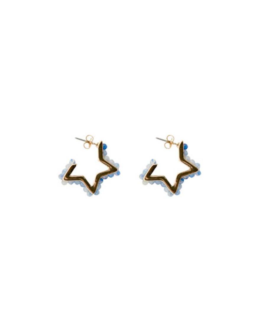 Moda Pendientes estrella abalorios azules 