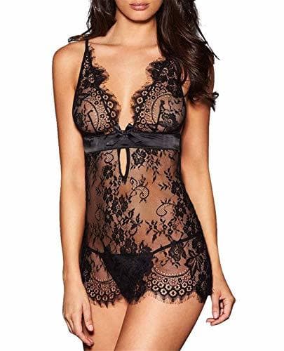 Product SxyBox Chemise Mujer lencería Sexy erótica Transpatent Encaje Vestido sin Tirantes con