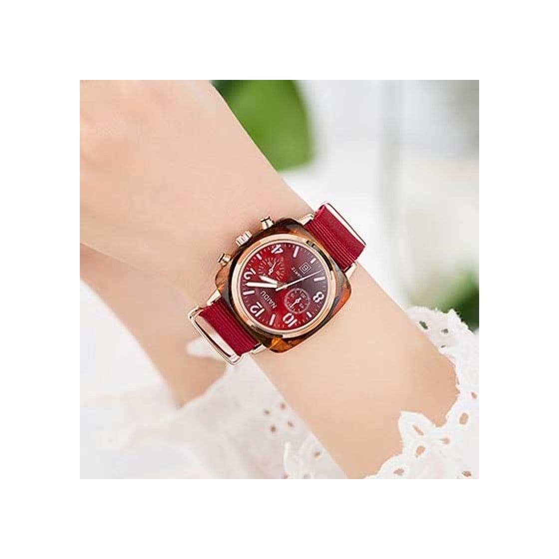 Product TCEPFS Reloj de Pulsera de Moda Femenina Reloj de Pulsera de Mujer Casual Vintage Nylon Reloj de Cuarzo Relogio Feminino   Red