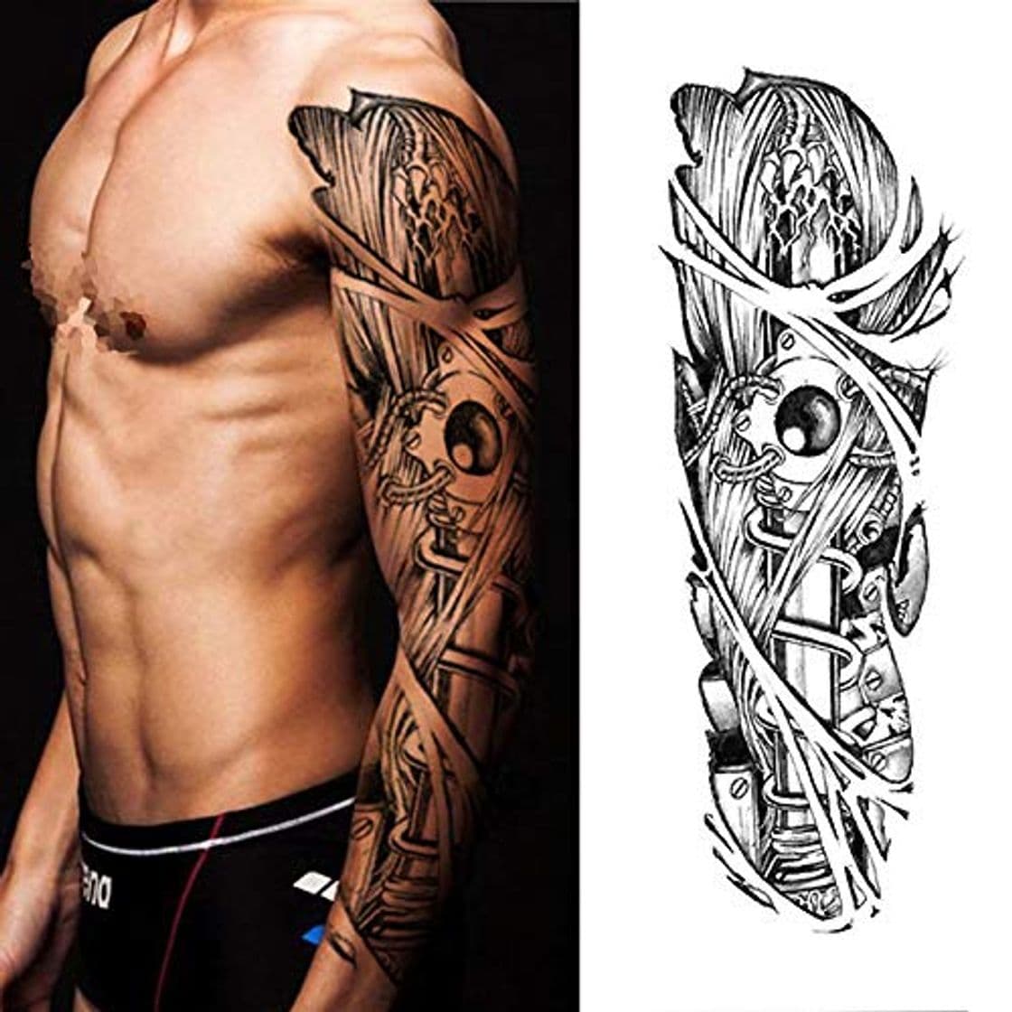 Producto LEIRUI 4 Hojas Tatuaje tatuaje temporal Tatuajes tatuajes falsos duraderos para hombres Adultos Mujer Dragón Espada Cráneo Flor de vid Brazo tatuajes temporales negro tatuaje cuerpo pegatinas para adu