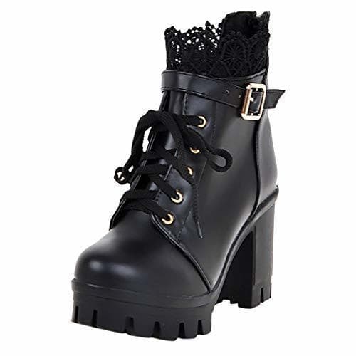 Fashion POLP Botines de Tacón Impermeables Mujer Zapatos con Plataforma de tacón Alto