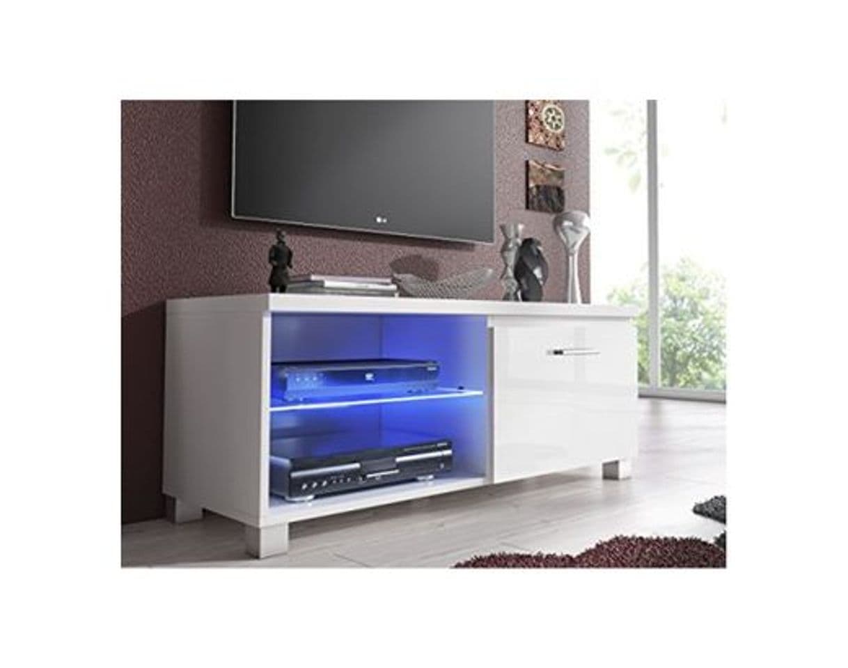 Producto SelectionHome - Módulo salón Comedor TV, Color Blanco y Blanco Lacado Brillo,