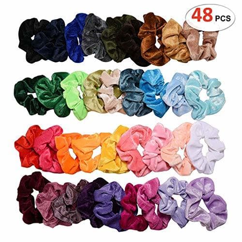 Product Ucradle 48 piezas Velvet Elástico Hair Scrunchies