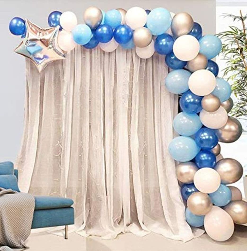 Producto Globos Azules Blanco y Plateado Arch AivaToba 16 pies de Largo 100 piezas Kit de Guirnalda de Globos Arco para Decoraciones de Bautizo Comunion Baby Shower de Fiesta de Cumpleaños para Niños