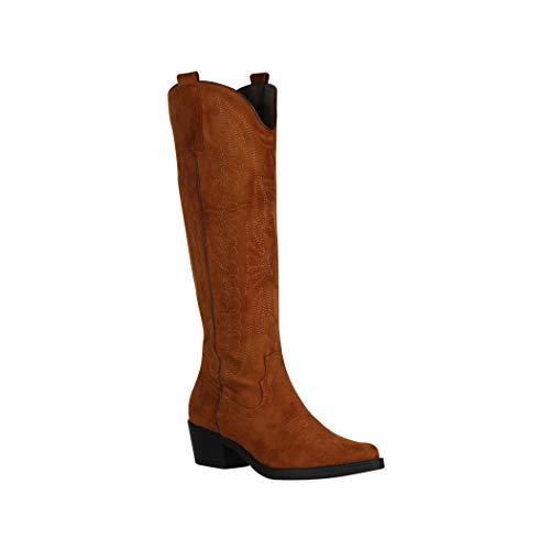 Product Elara Botas de Vaquero para Mujeres Cowboy Chunkyrayan F1225 Camel-39