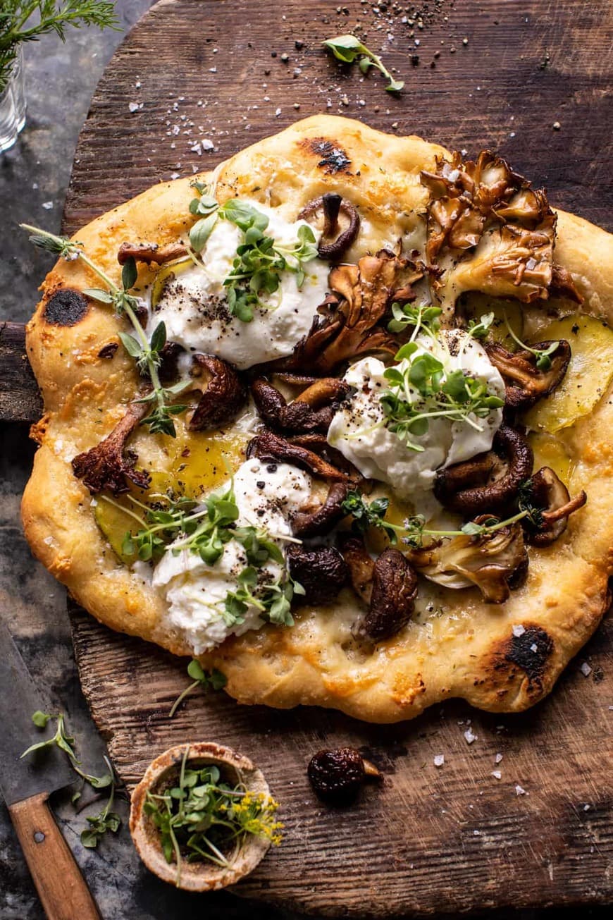 Fashion Potato and Wild Mushroom Burrata Pizza. - Half Baked Harvest