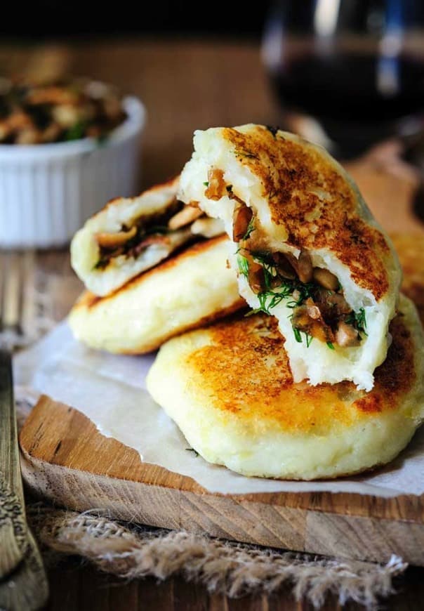 Fashion Vegan Potato Cakes stuffed with Mushrooms 