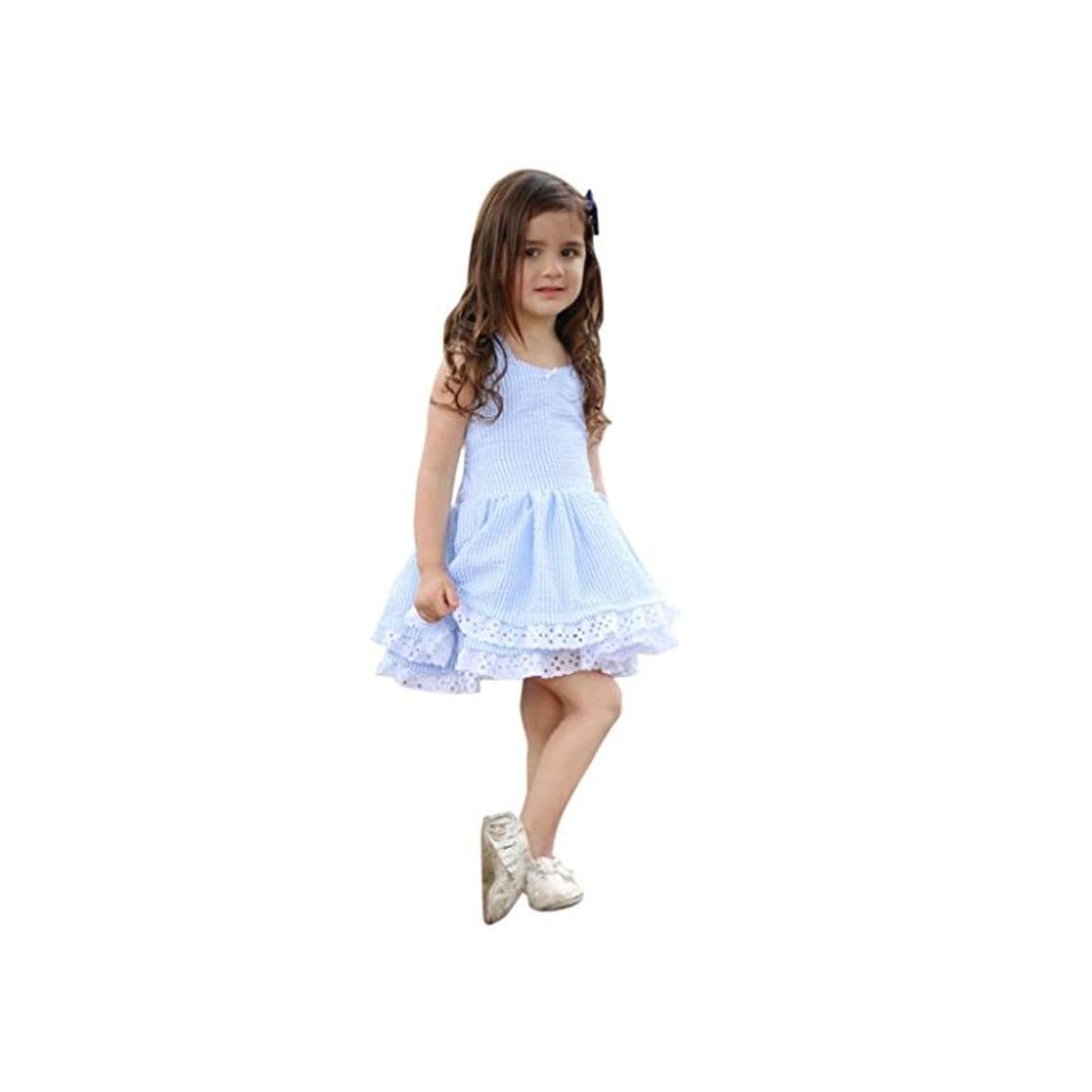 Moda K-youth Vestido Niña, Lindo Rayas Vestido para Niñas Sin Mangas Casual Princesa