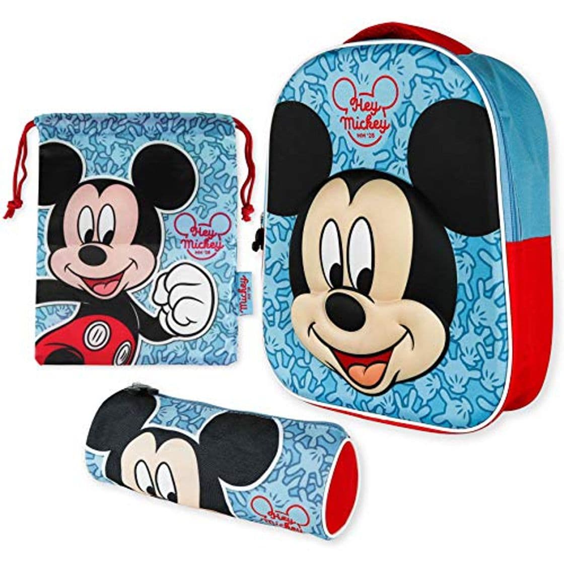 Product Mochila Infantil 3D, Estuche Escolar y Bolsa Merienda de Cuerdas – Mickey